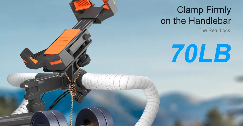 牢固地夹紧在车把上