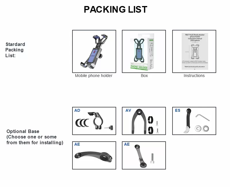 Packing List of Quick Release Bike Phone Holder PB07